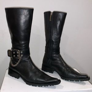 LUCIANO PADOVAN POINTED TOE LEATHER BLACK BOOTS SIZE 36